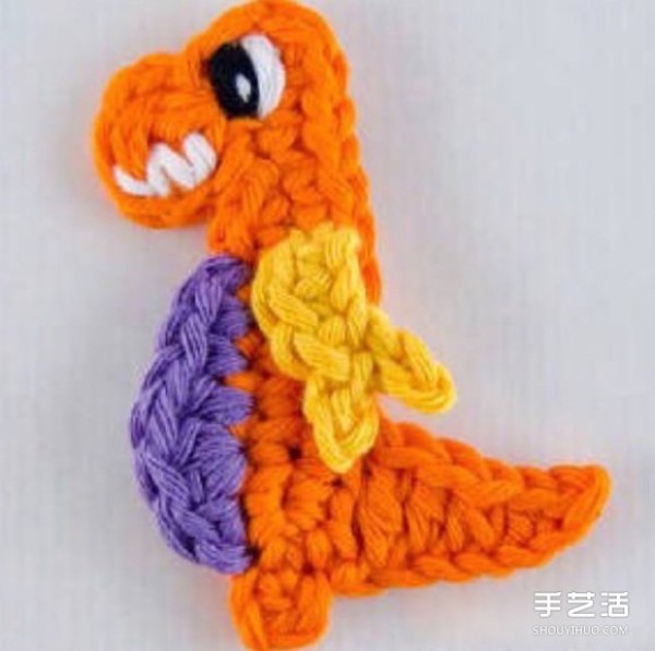 Crochet Dinosaur Knitting Pattern Illustration of Cute Dinosaur Knitting with Crochet Hook