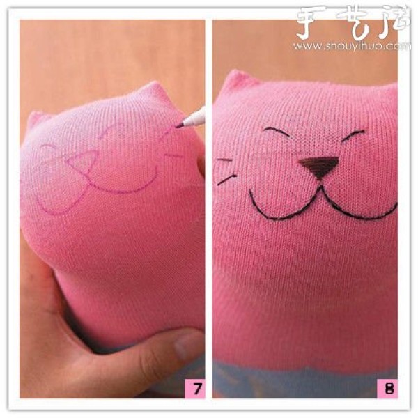 Old socks are transformed into cute lucky cats by DIY