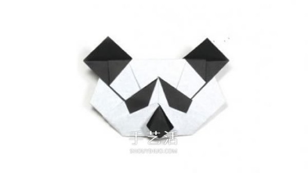 Tutorial on how to fold a panda head using the origami method of a handmade panda face