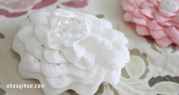 How to make peony head flower by hand with non-woven fabric and lace