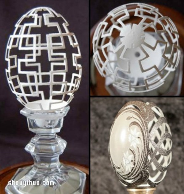 Appreciation of exquisite hand-made egg carving art works