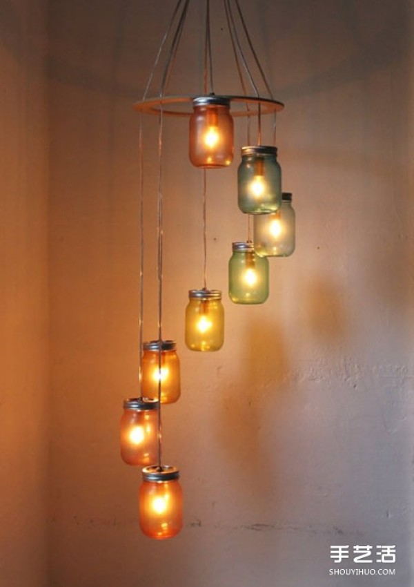 Using waste glass cans and bottles to make beautiful lighting by handmade DIY