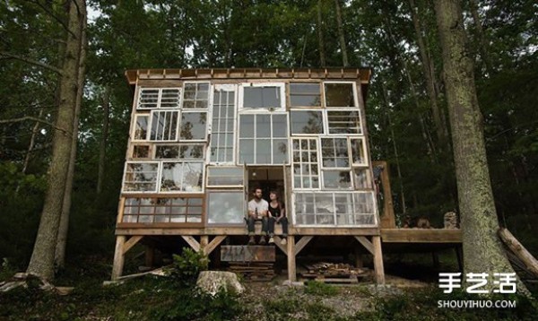 A dreamy lakeside house made up of all kinds of old windows