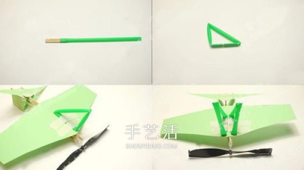 Propeller aircraft model DIY rubber band powered aircraft production method