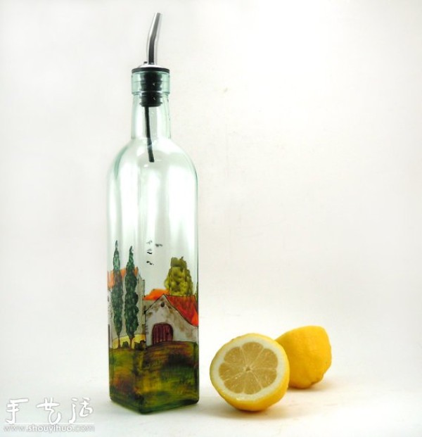 Glass bottle painting: Provence in a bottle