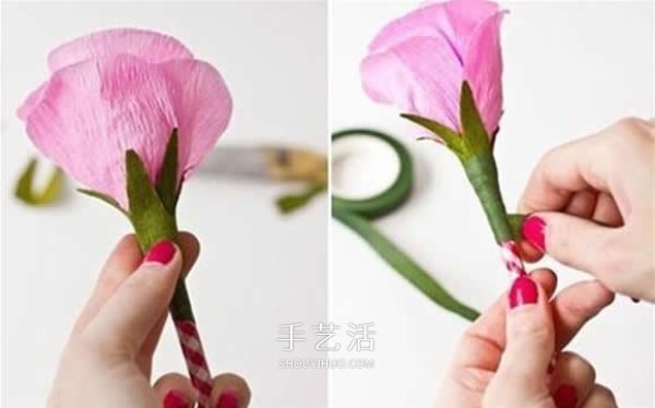 Tutorial on making handmade roses using crepe paper rose flowers