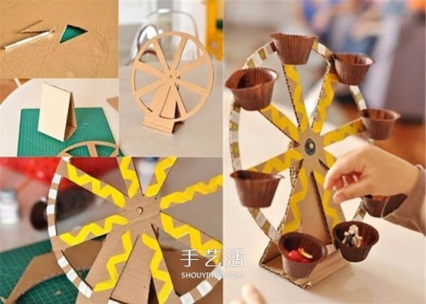 How to make a handmade Ferris wheel from corrugated paper to make a Ferris wheel toy picture