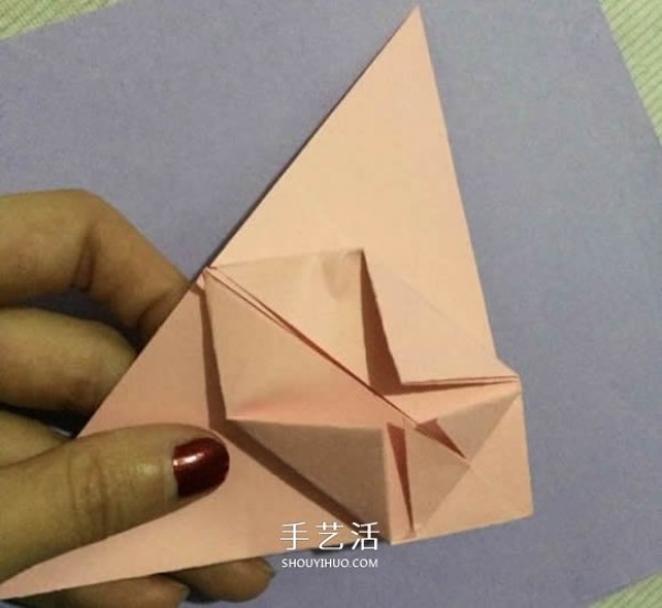 A simple folding method of three-dimensional rabbit, childrens origami rabbit illustration