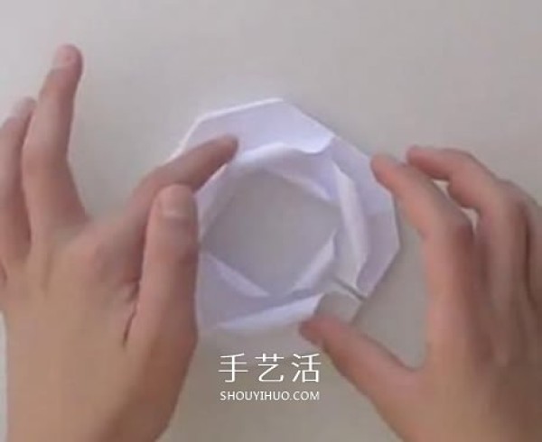 Flat rose folding diagram and combined flat rose origami tutorial