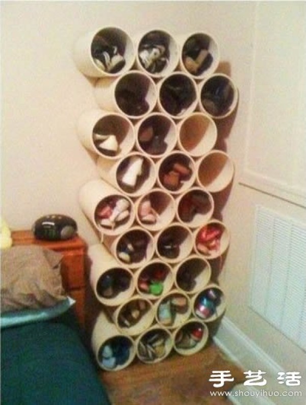 PVC sewer pipes DIY to make super-storage shoe racks