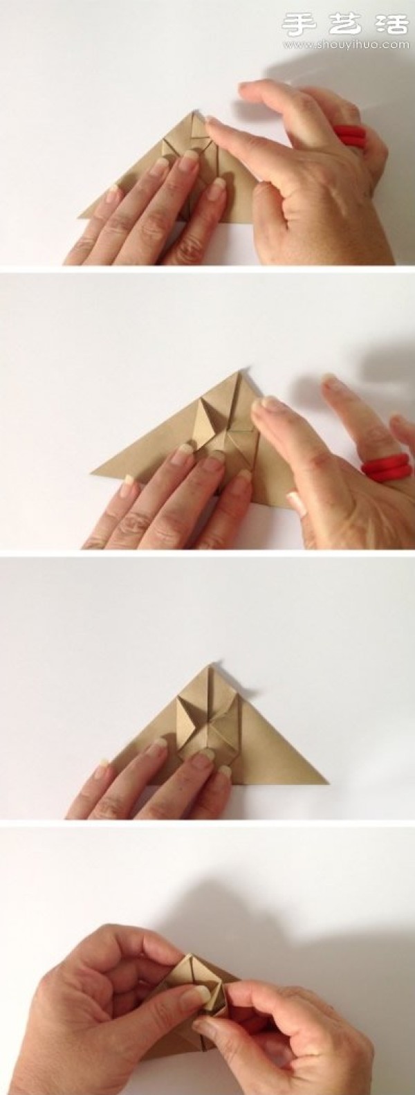 Illustration of how to fold a cute origami rabbit