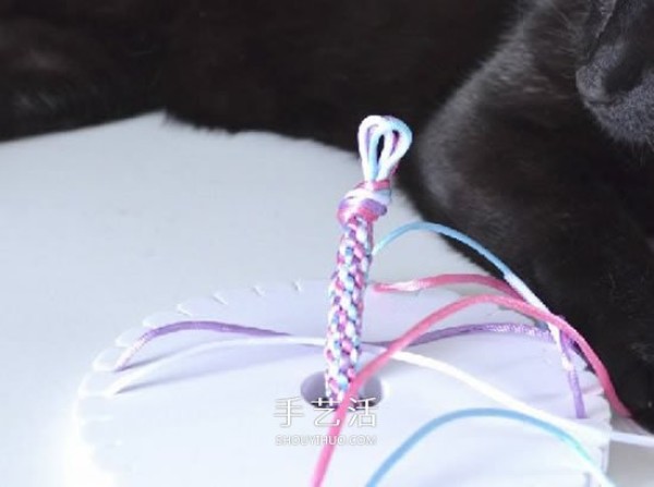 How to knit a colorful bracelet, diagram of four rope bracelets