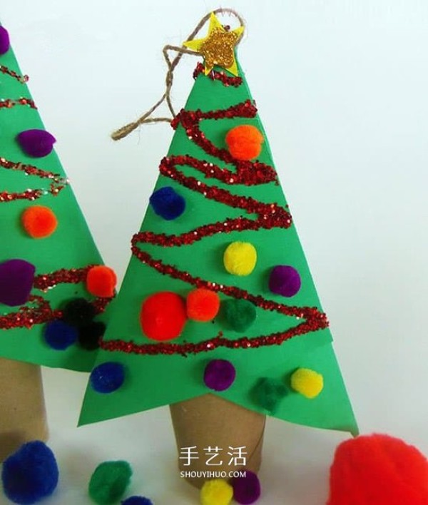 How to make simple Christmas tree decorations use toilet paper tubes to make a Christmas tree