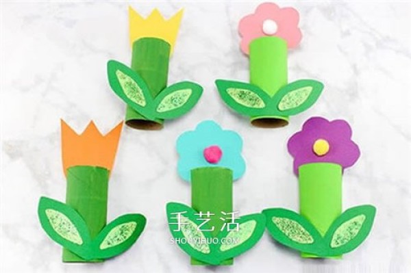 Turning paper tubes to turn waste into treasures to make small flowersLittle flower childrens handmade three-dimensional flower DIY