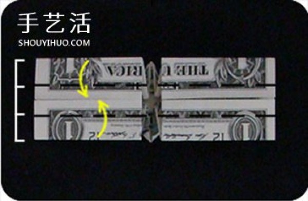 Tutorial of dollar origami ring, folding method of diamond ring with illustrations of banknotes