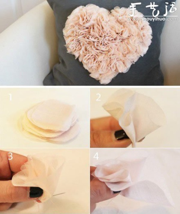 Tutorial of DIY heart-shaped pattern on chiffon fabric