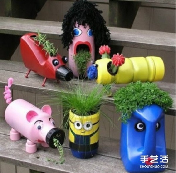 How to make flower pots from plastic bottles. Illustrations of DIY flower pots from waste plastic bottles