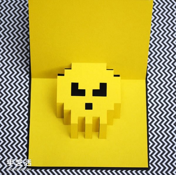 How to make your own eight-bit three-dimensional card with steps and drawings