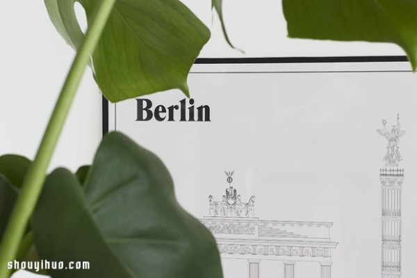 Black and white gray space + Grass leaf potted Berlin personalized home decoration