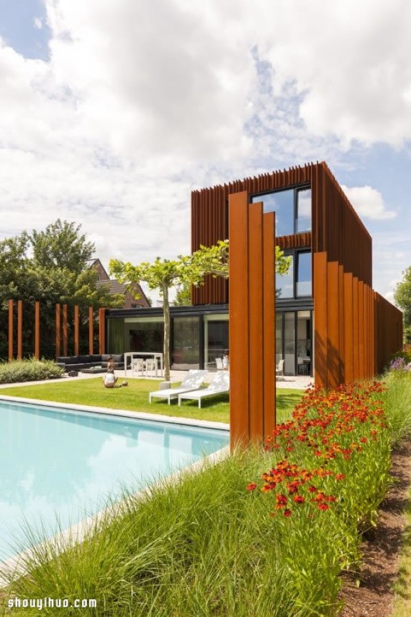 Belgian villa residential design made of weather-resistant steel sheets