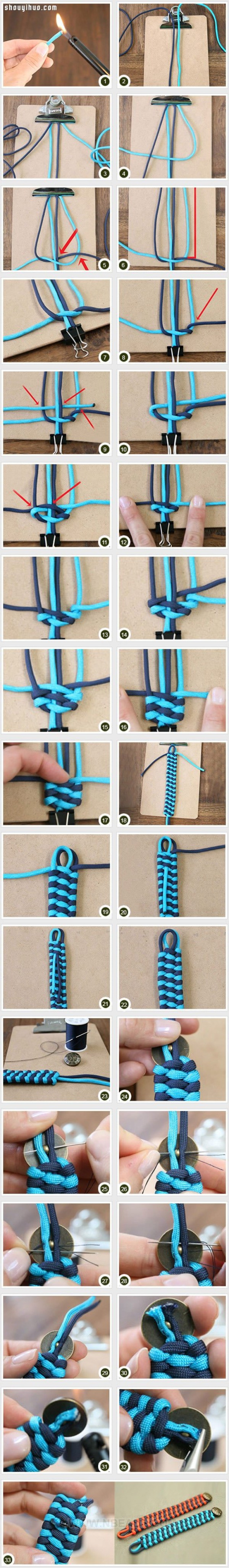 DIY Illustrated Tutorial on How to Weave a Simple Wide Two-strand Rope Bracelet