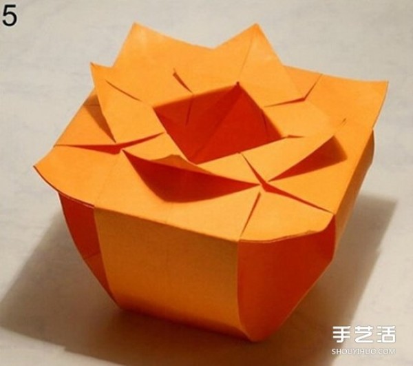 Handmade origami flower pots, illustrated steps for folding complex flower pots