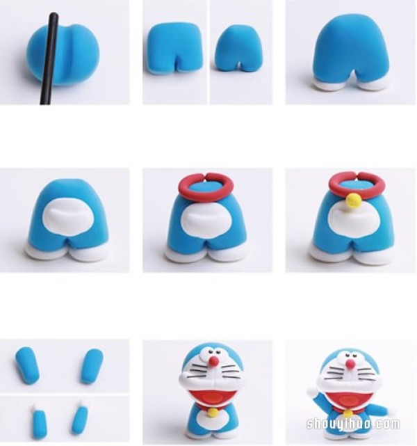 Illustrated tutorial on making Doraemon Doraemon from clay