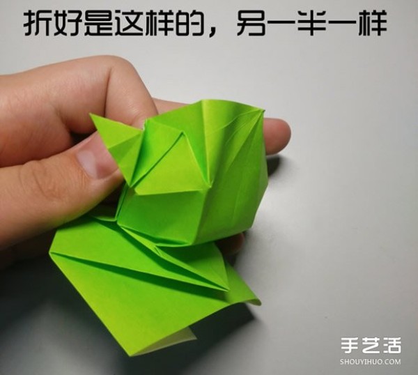 Three-dimensional duck origami step-by-step drawing and duck folding tutorial illustration