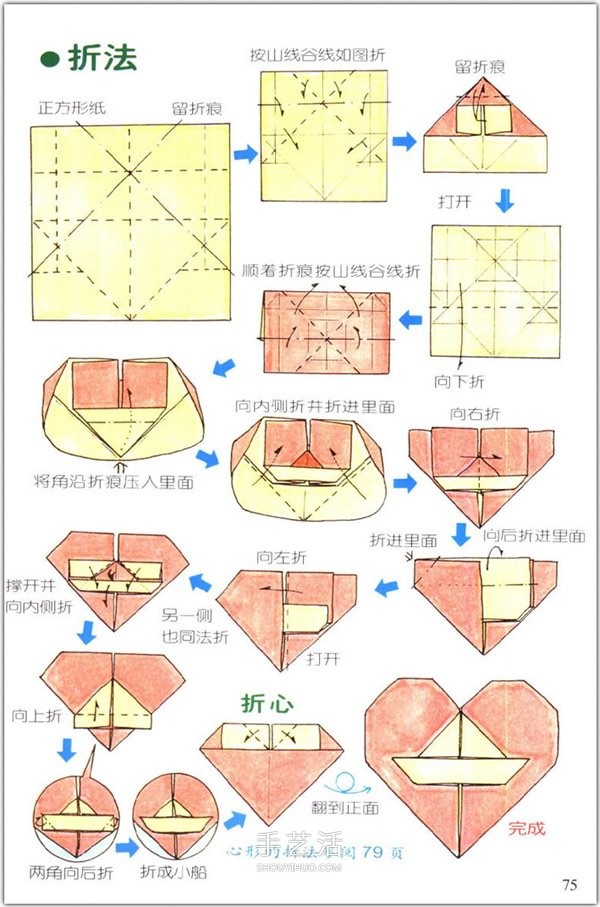 How to fold a heart? A collection of 76 simple heart-shaped origami methods with illustrations