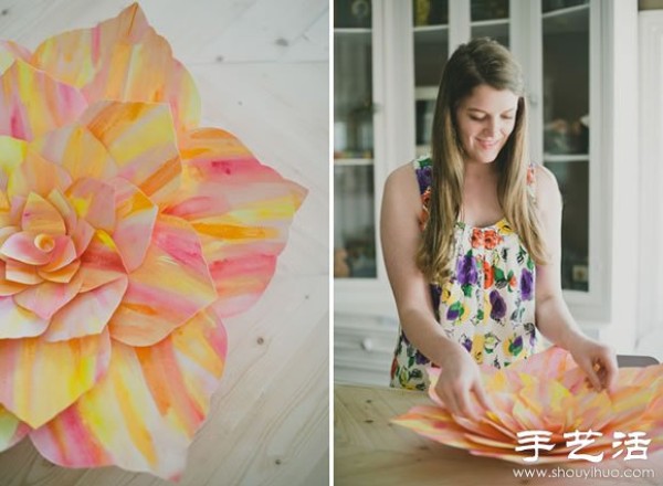 Step-by-step tutorial on how to make extra-large paper flowers and make homemade paper flowers