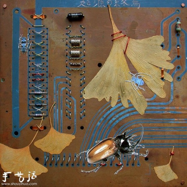 Electronic waste DIY environmentally friendly art painting