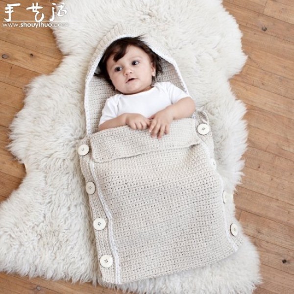 Hand-knitted cute baby sleeping bag