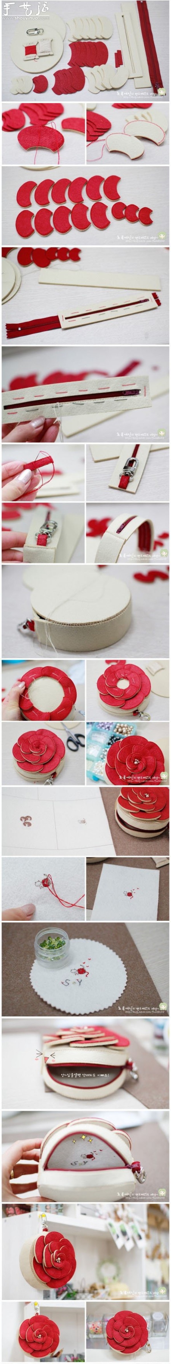 How to make a non-woven rose wallet by hand