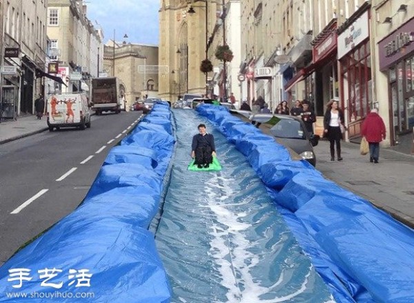 City streets DIY into water slides for commuting to and from get off work