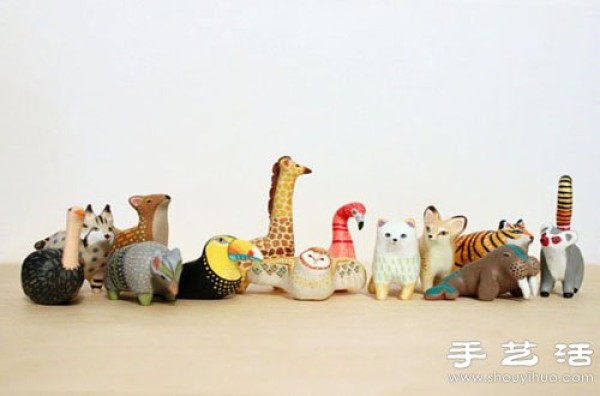 Naive and cute clay to make animal dolls