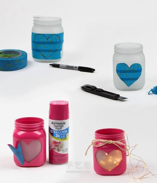 Valentines Day love lighting DIY glass bottles to make romantic love lanterns