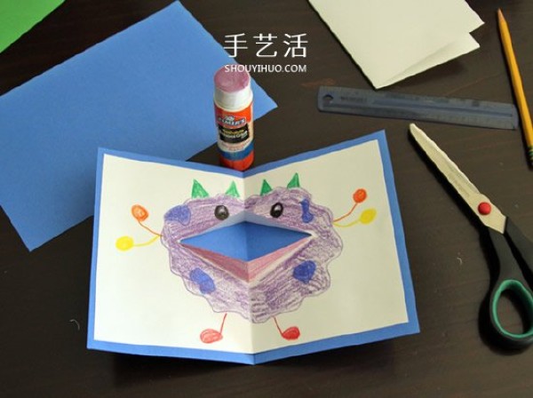 How to make a Fathers Day greeting card: Cute cartoon style little monster greeting card