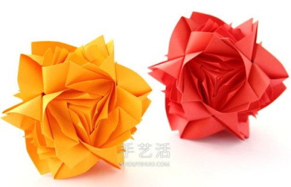 The folding tutorial of combining roses can also make a rose ball