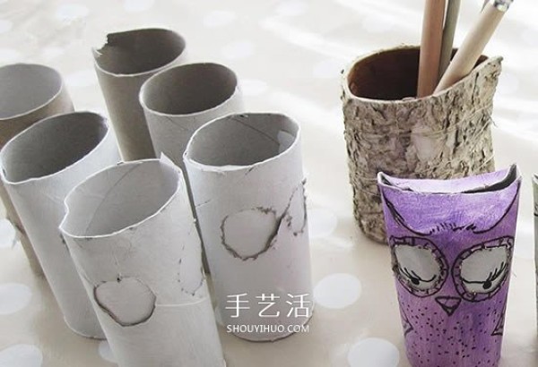 Tutorial on making lanterns using rolling paper tubes, how to make Halloween owl lanterns