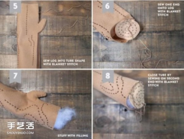 Illustration of how to make handmade fabric flames from non-woven flame toys