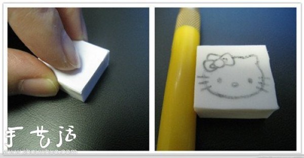 Hello Kitty rubber stamp hand-making tutorial