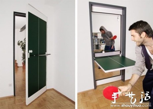 Door panel with table tennis table function