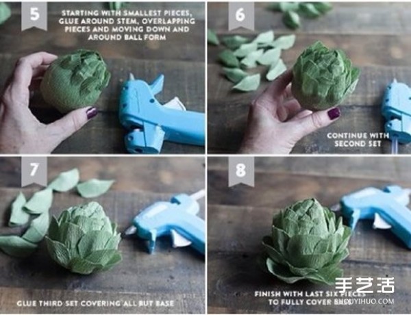 How to Origami Artichoke Flower, French Lily, Lotus Lily, Illustration of Folding Method