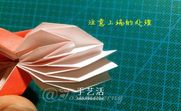 Illustration of how to fold a beautiful origami angel heart ring as a small origami gift for lovers