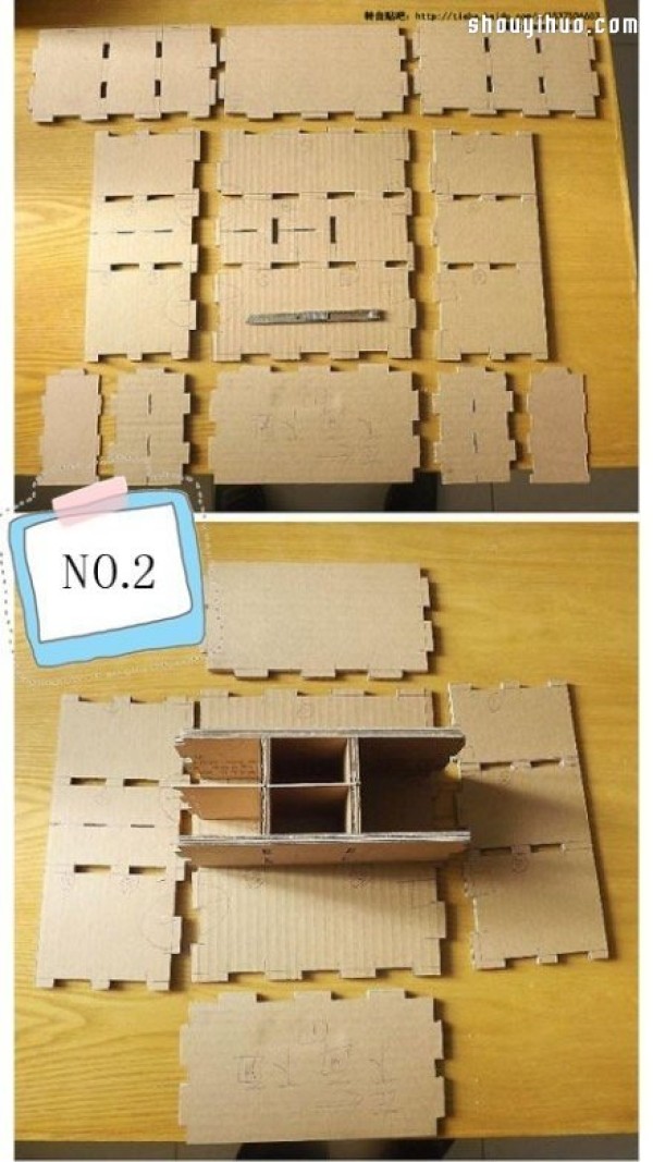 Using waste cartons to make cabinets/bookcases/wardrobes by hand