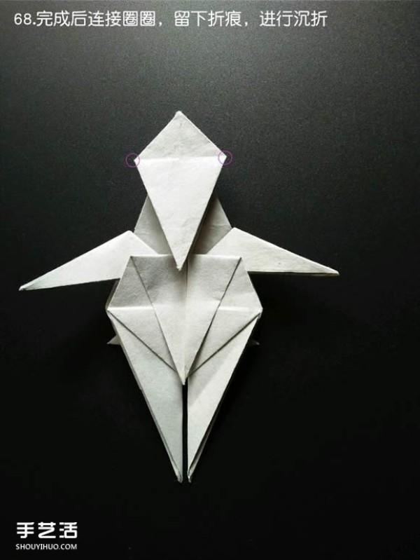 Super complex origami shark illustration, detailed steps for folding a three-dimensional shark