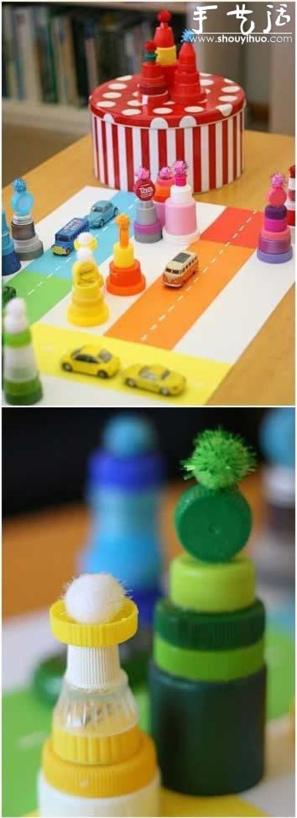 Small toys made by DIY using discarded bottle caps