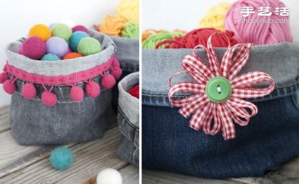 Jeans transformation DIY handmade beautiful storage basket