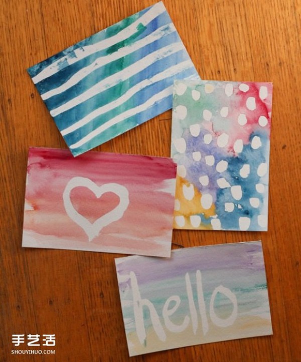 Hand-painted watercolor postcard tutorial illustrates how to make a watercolor postcard