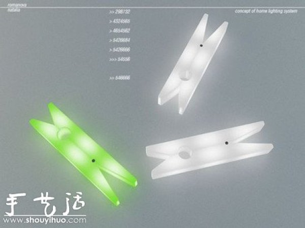 Clothes clip-shaped LED desk lamp made of recycled materials